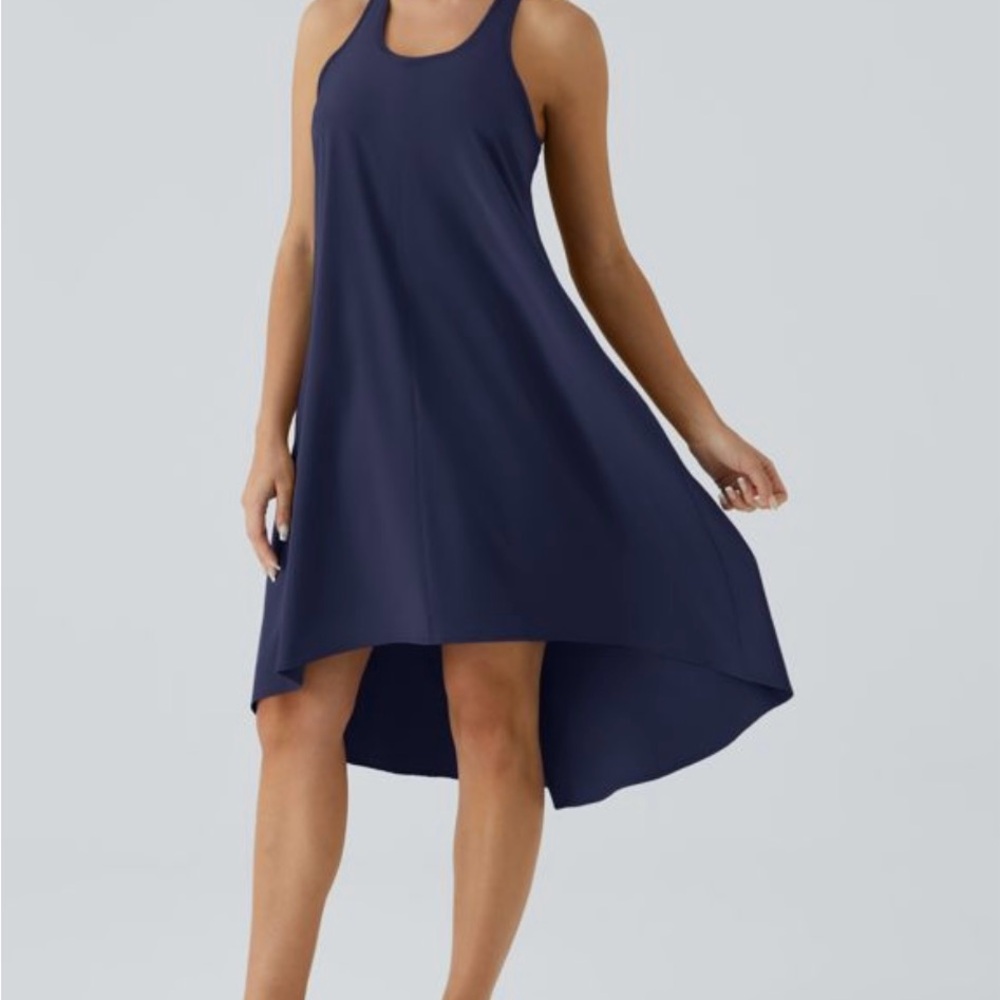 Breezeful™ Backless Racerback Side Pocket High Low Flowy Midi Quick Dry